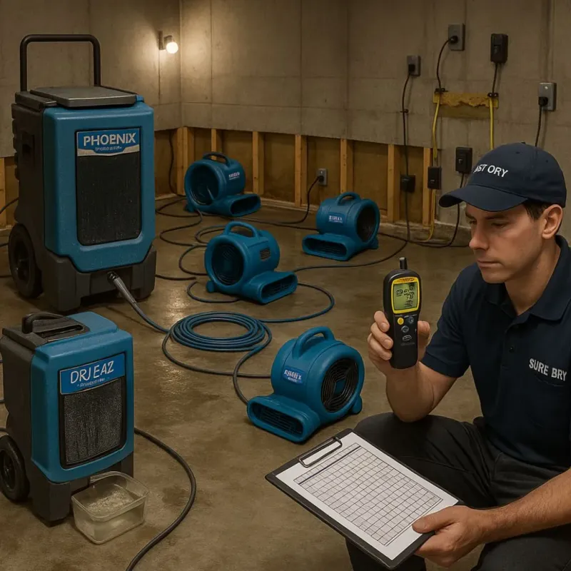 Structural Drying and Dehumidification process in Siler City, NC